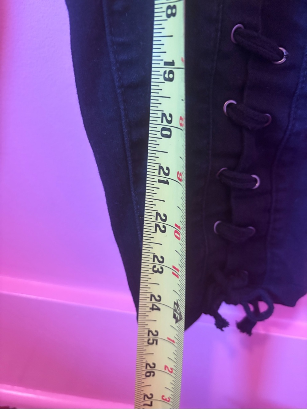 Fashion to Figure Black Lace-Up Skinny Jeans hemmed to 25 inch inseam - Picture 4 of 4